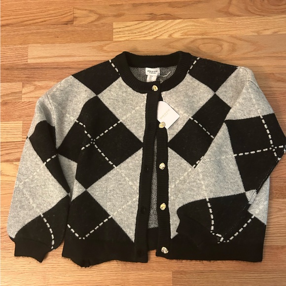 Song of style revolve Black and Gray Argyle Cardigan - Picture 1 of 3